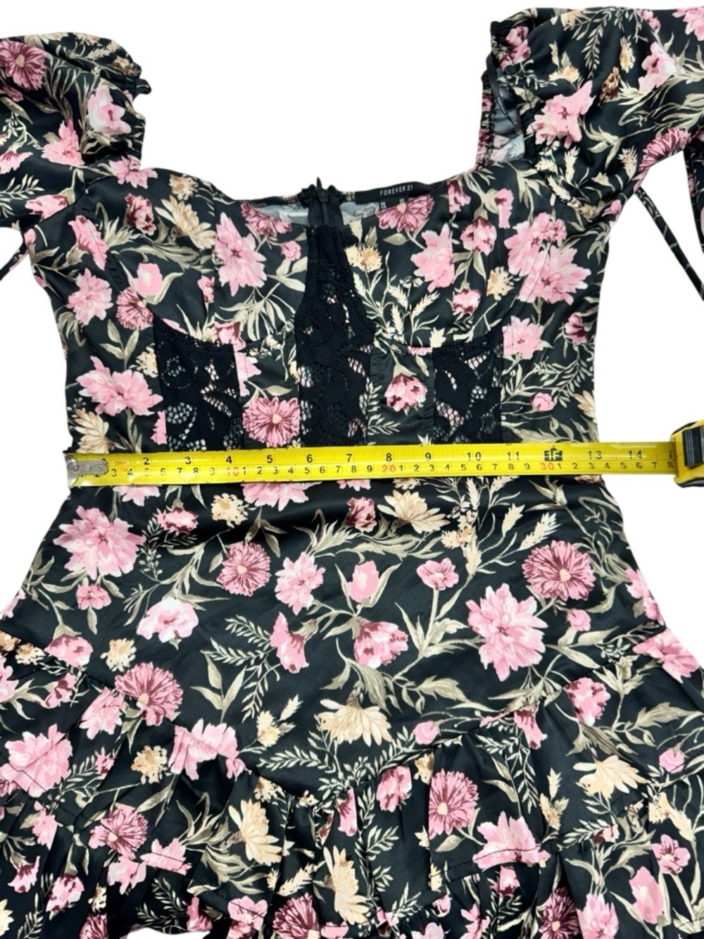 Forever 21 Black Mini Dress with Pink Floral Print - Picture 8 of 15